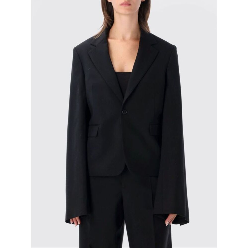 Jw Anderson Women Jw Anderson Cropped Single-Breasted One-Button Wool Blazer